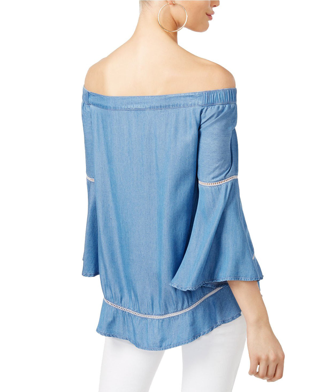 Petite Off The Shoulder Denim Top