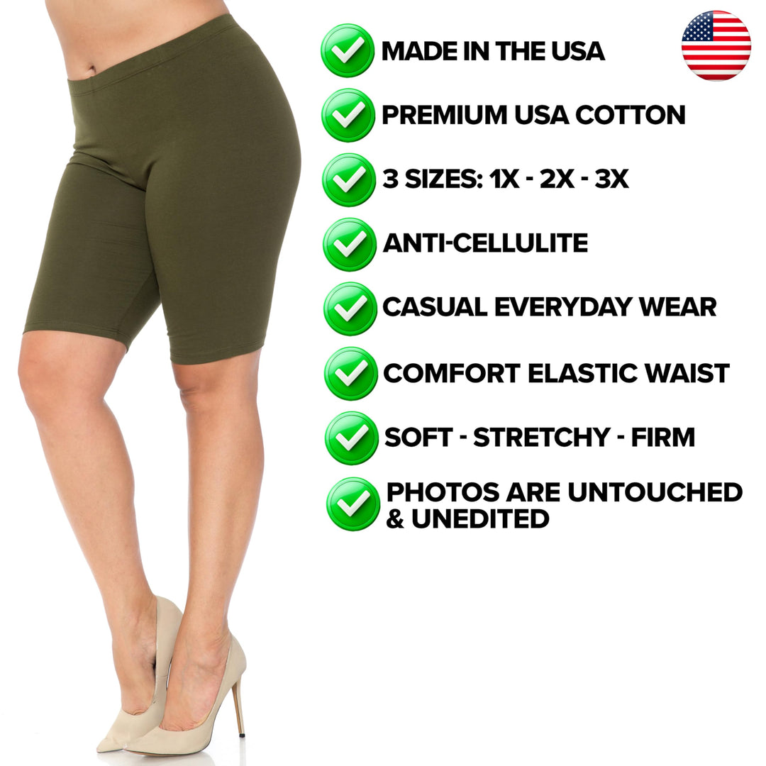 USA Basic Cotton Plus Size Thigh Shorts - Bermuda Shorts