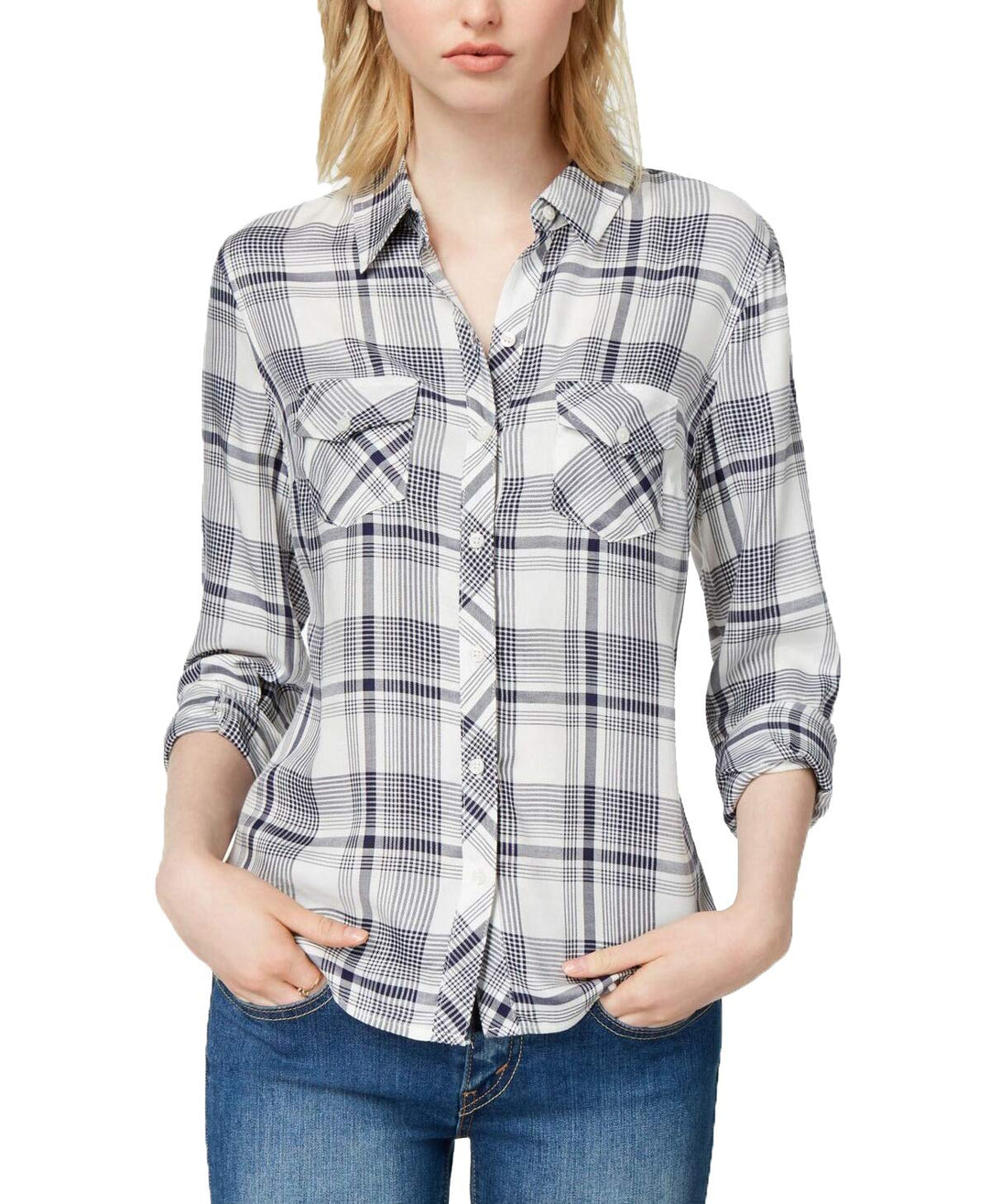 Maison Jules Plaid Flap Pocket Shirt