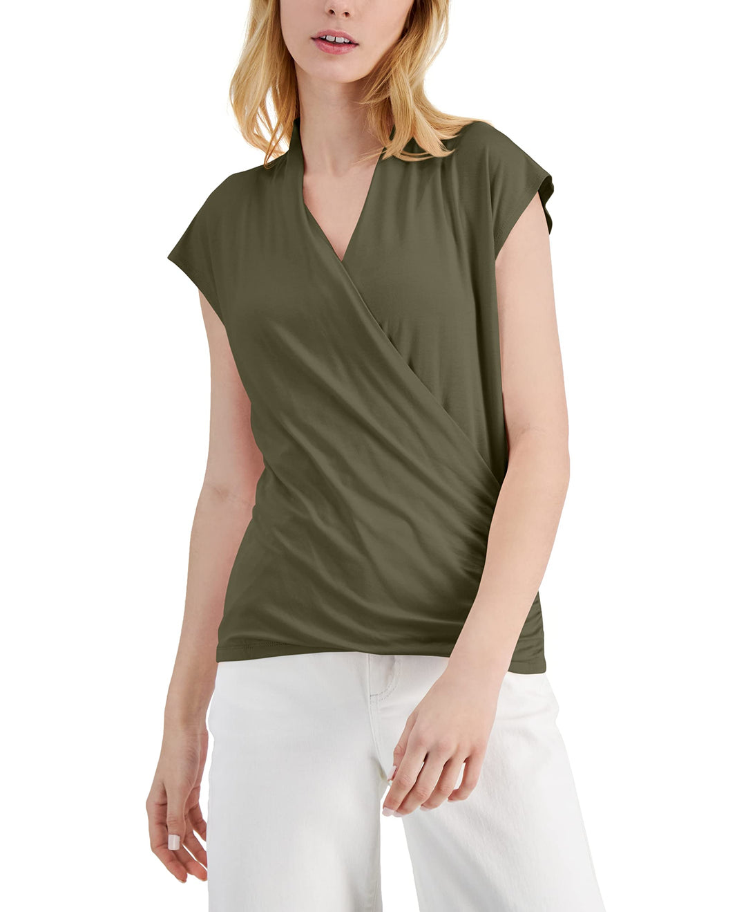 INC International Concepts Surplice V Neck Top