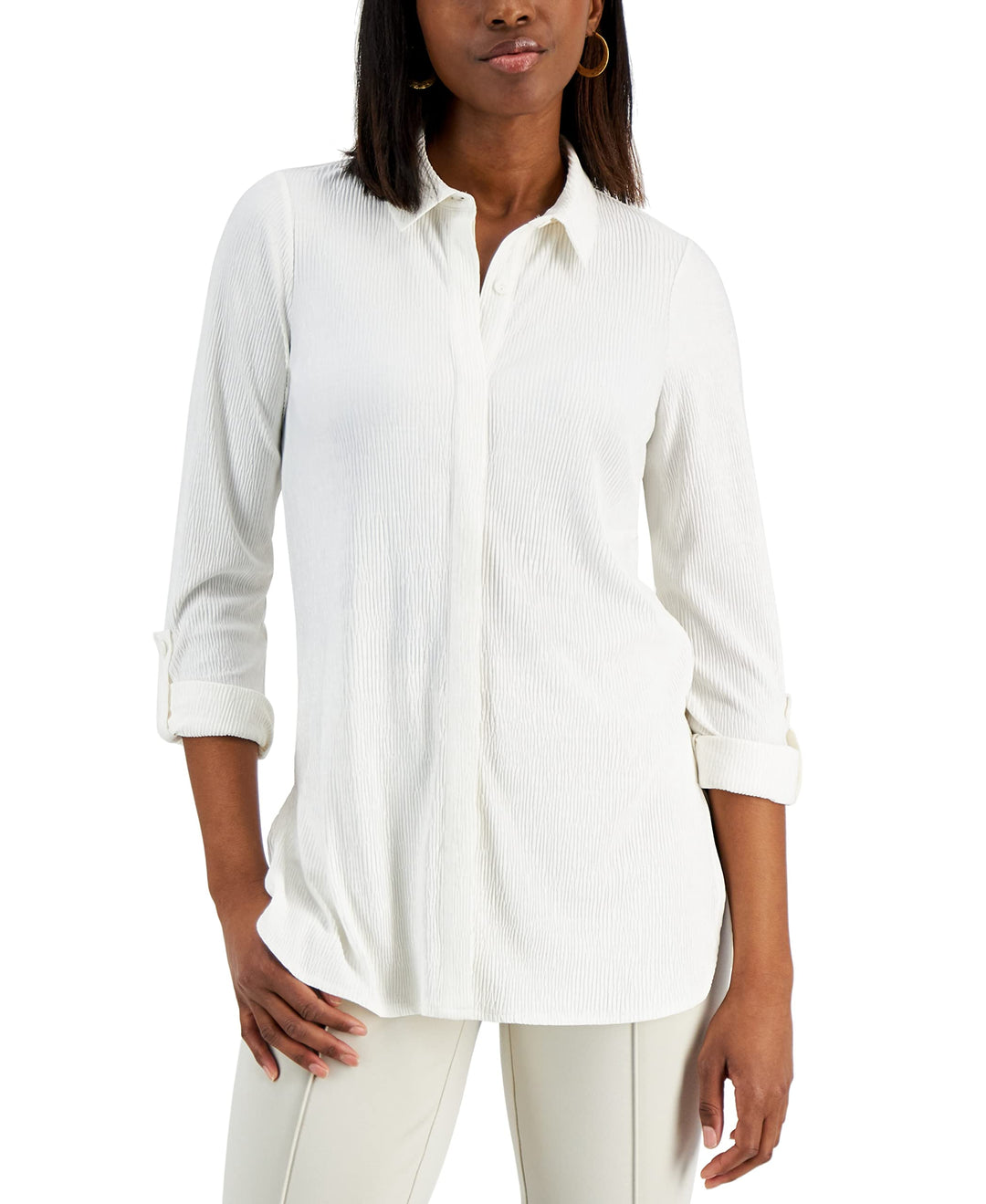Alfani Textured Button Tunic