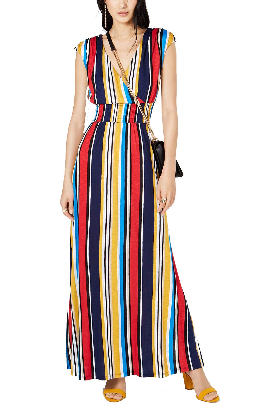 Petite Striped Smocked Maxi Dress