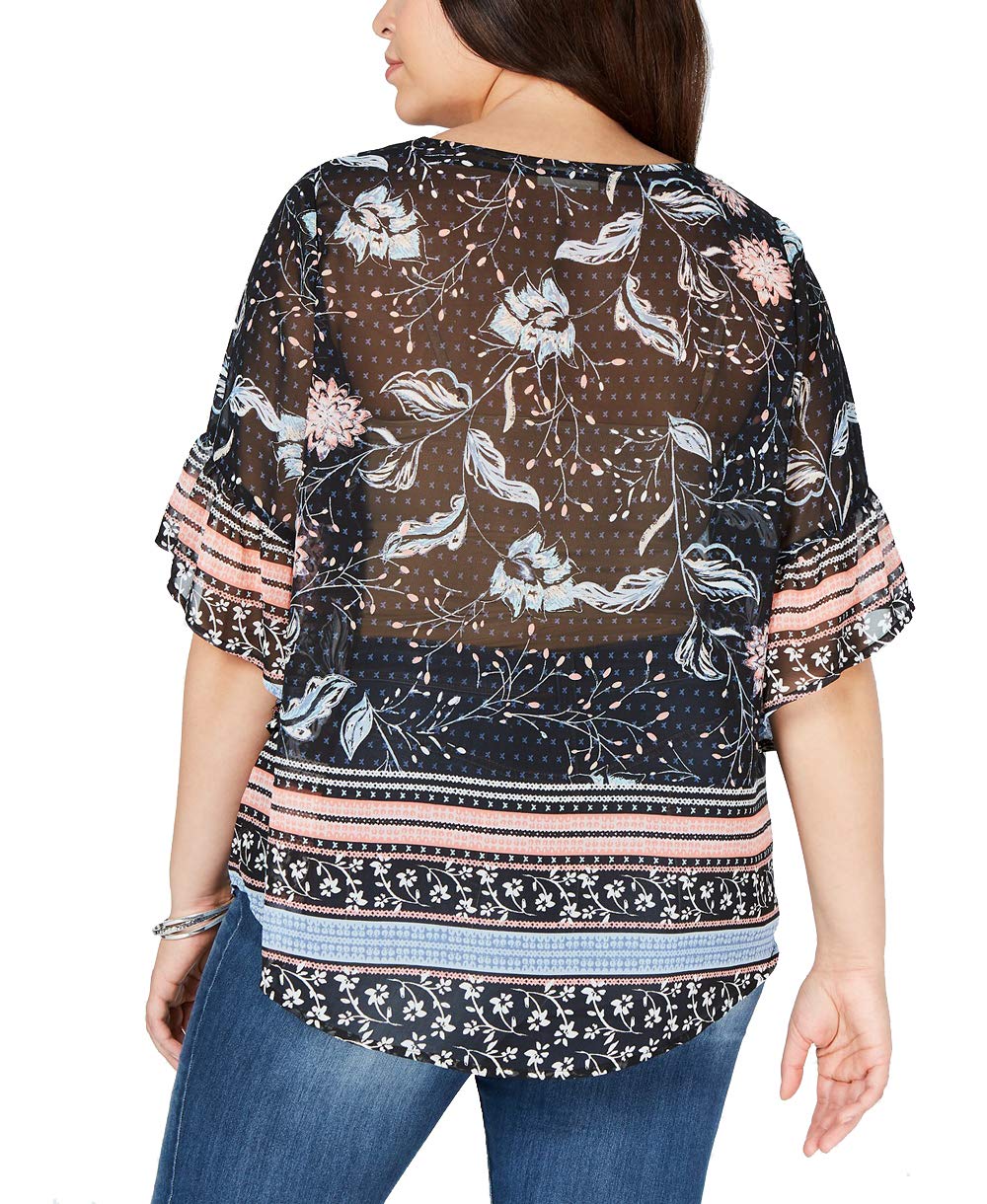 Plus Size Printed Pintucked Blouse