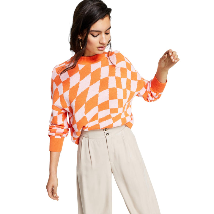 Bar III Mock Neck Cropped Sweater