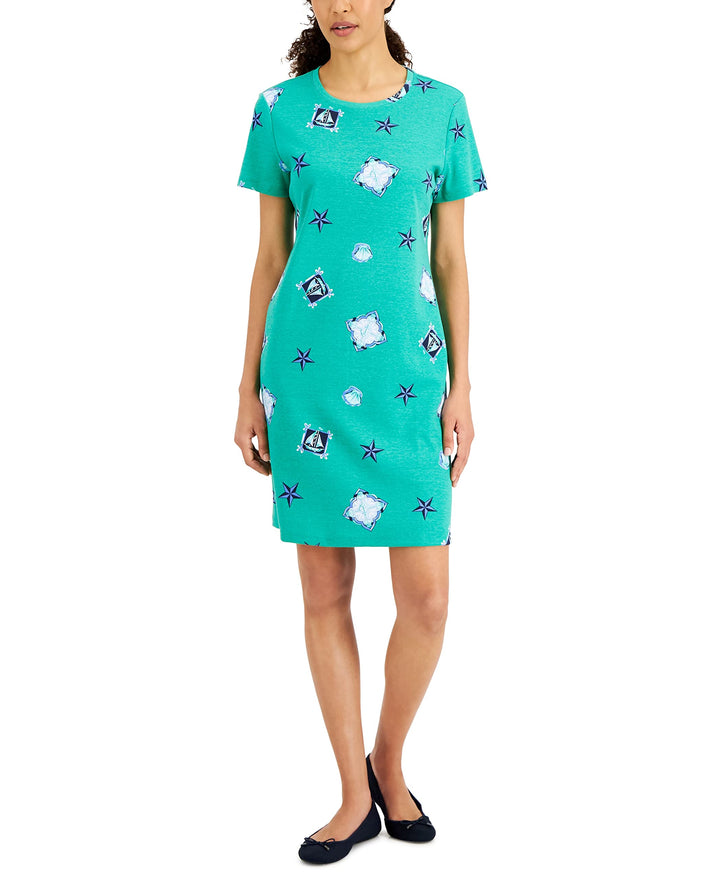 Karen Scott Womens Nautical Treasures Printed Dress