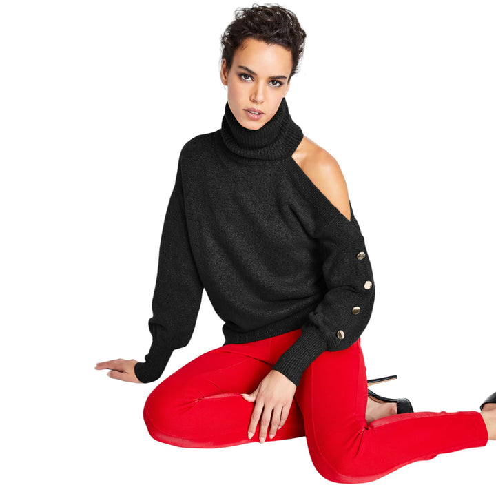 Women's Cold-Shoulder Turtleneck Sweater