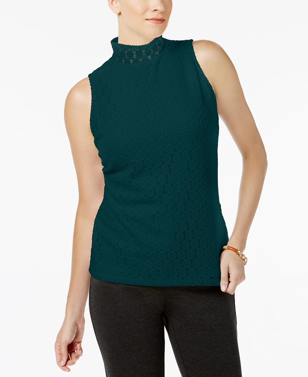 Charter Club Lace Mock Neck Top