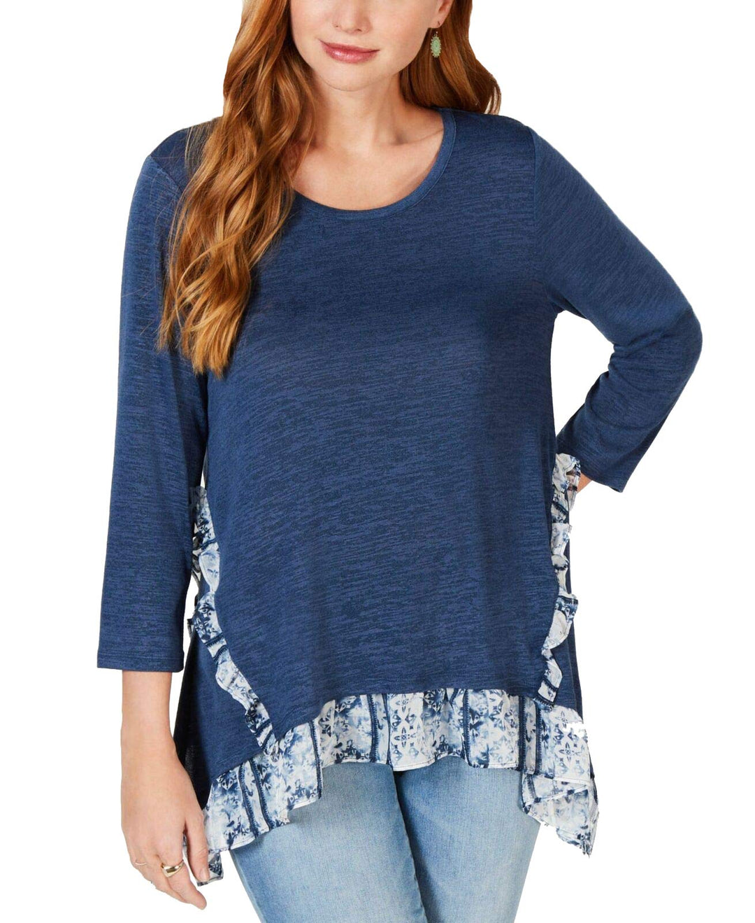 Contrasting-Ruffle Top