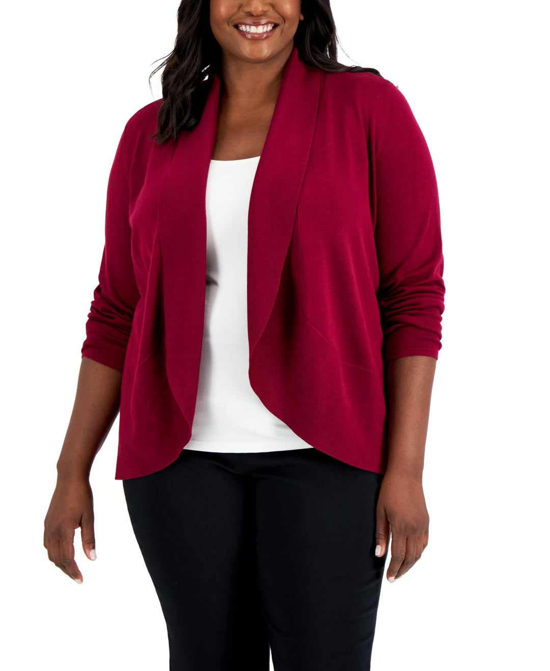 Plus Size Shawl-Collar Cardigan