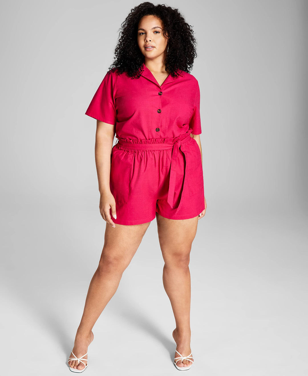 Now This Trendy Plus Size Paperbag Shorts