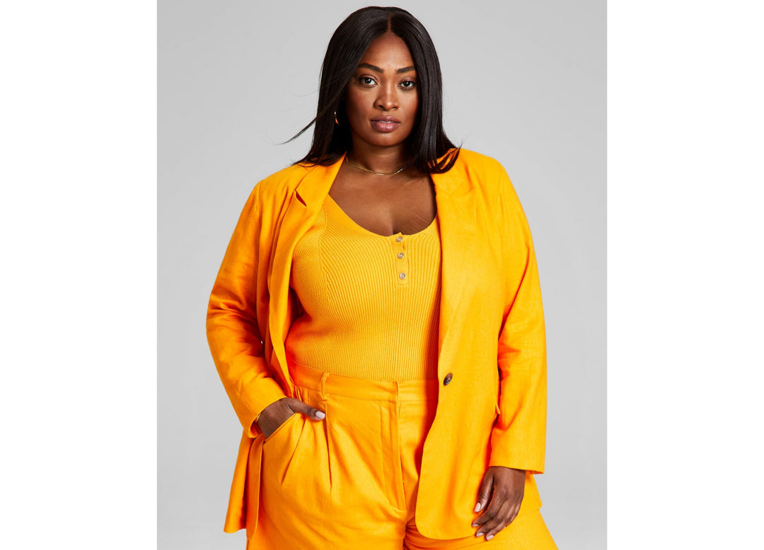 Now This Trendy Plus Size Oversized Linen Blend Blazer