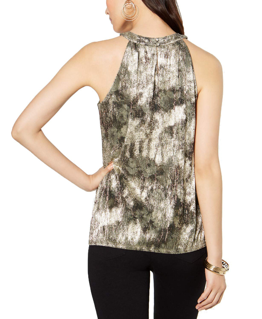 INC Metallic Keyhole Halter Top