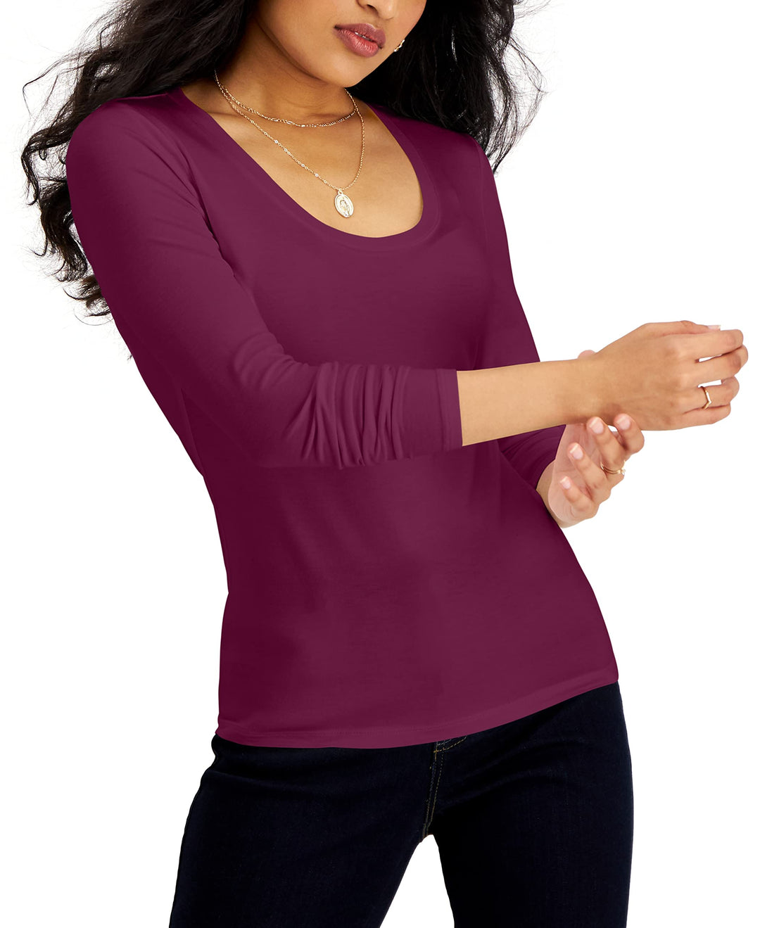 INC International Concepts Petite Scoop Neck Top