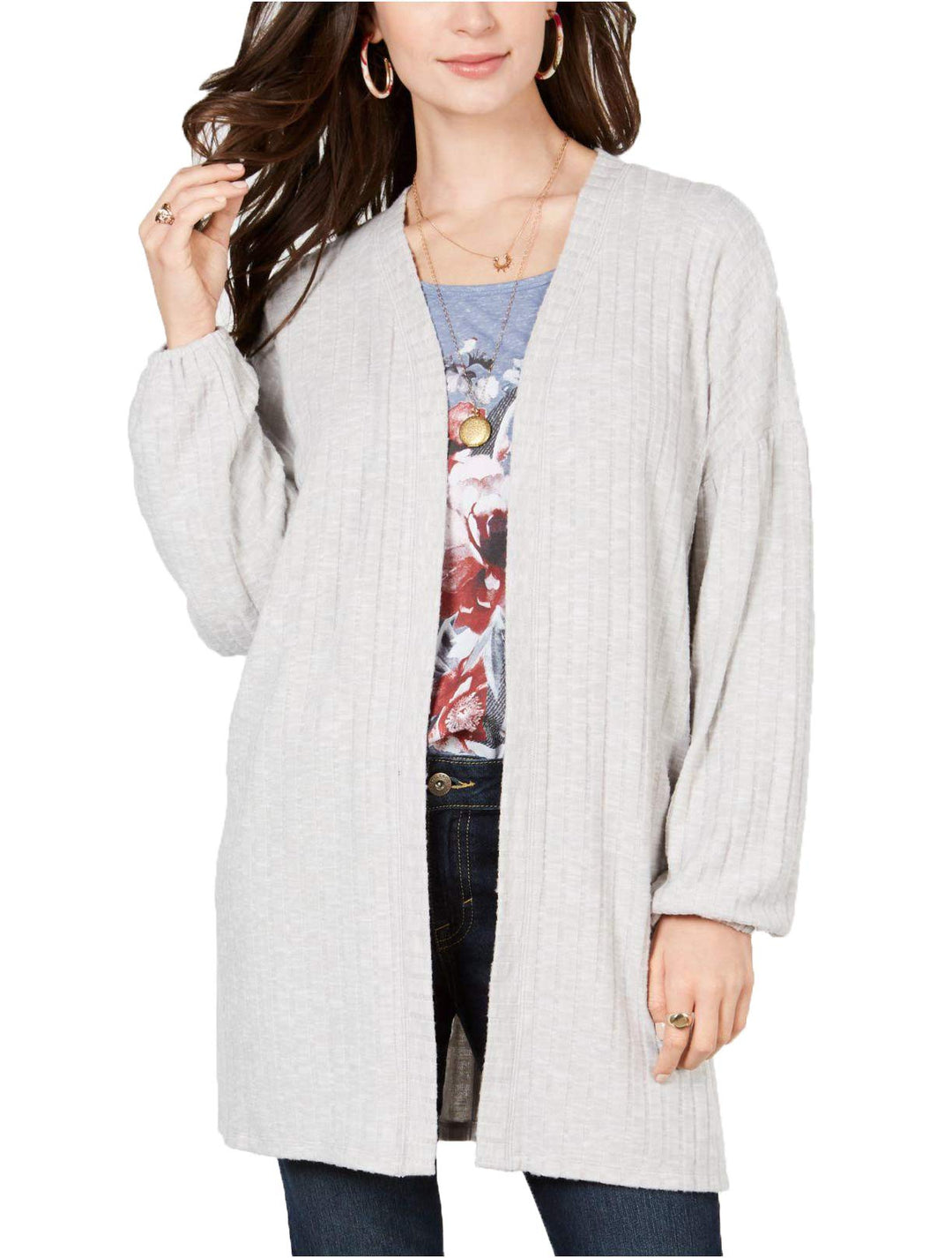 Style & Co Bishop Sleeve Open Front Cardigan