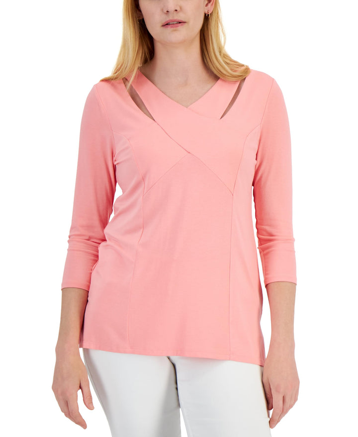 JM Collection Womens Cross Front Top