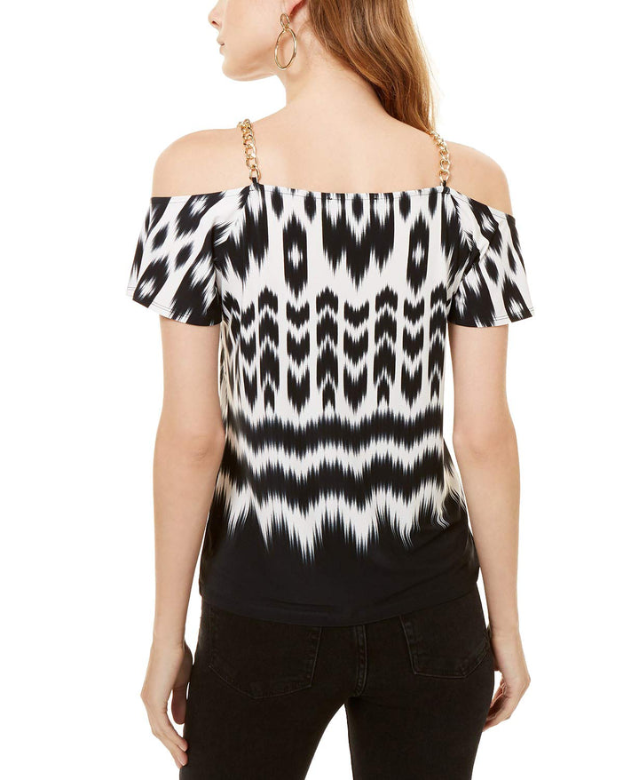 Chain Strap Cold Shoulder Top