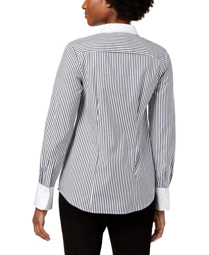 Charter Club Striped Contrast Trim Shirt
