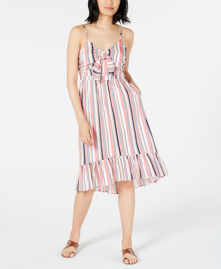 Striped Ruffle-Hem Dress
