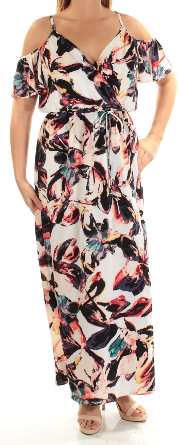 Printed Cold-Shoulder Maxi Dress