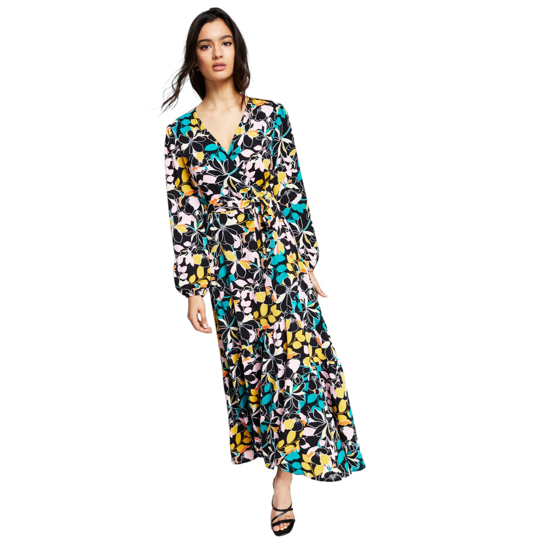 Bar III Floral Print Wrap Style Maxi Dress
