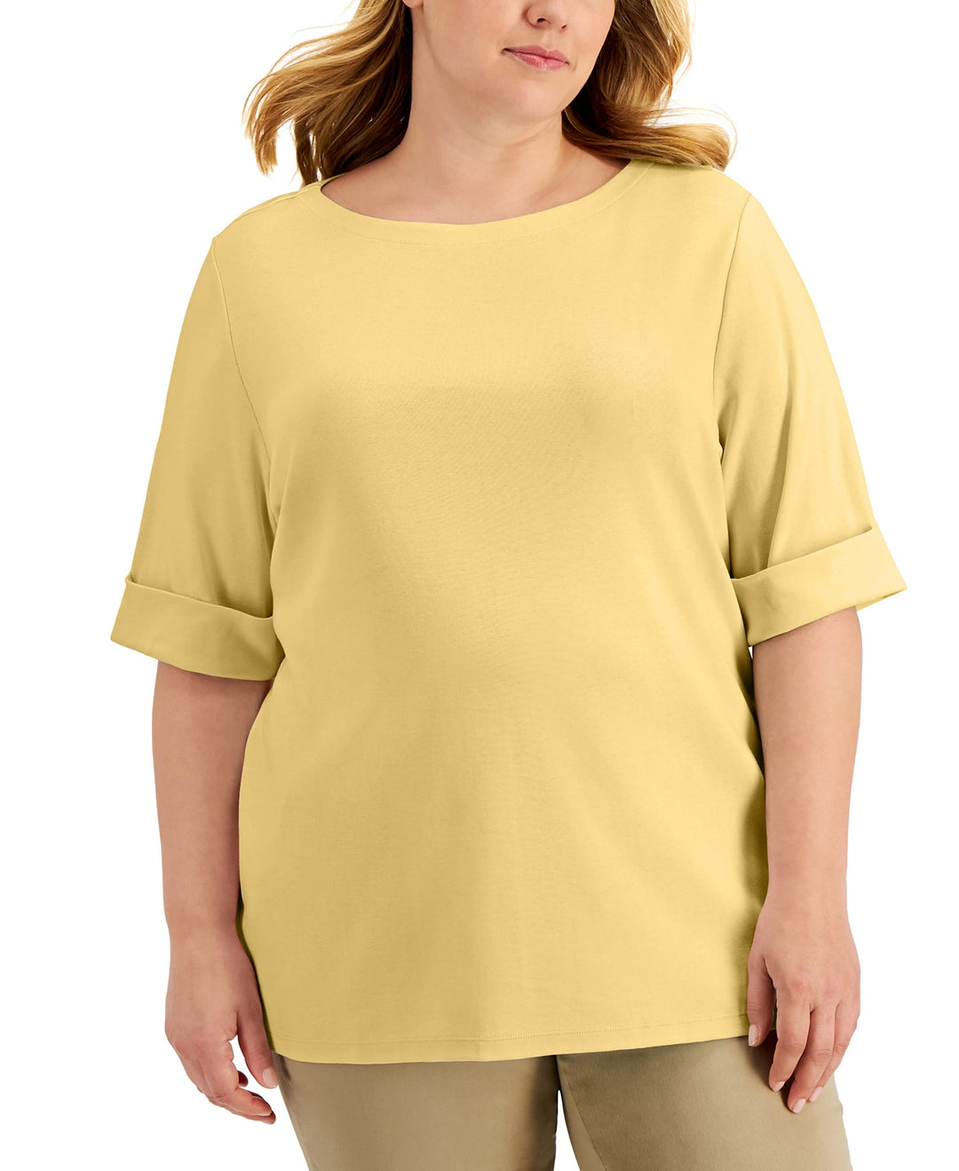 Karen Scott Plus Size Cotton Elbow Sleeve Top