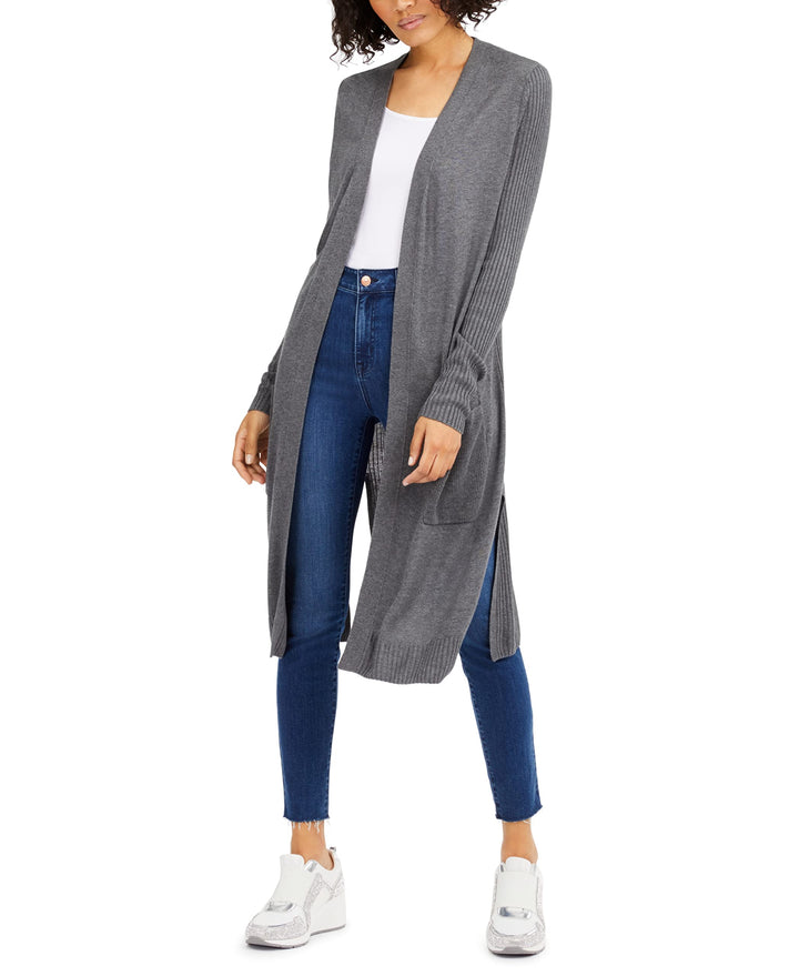 INC International Concepts Petite Ribbed Slit Hem Duster Cardigan Sweater