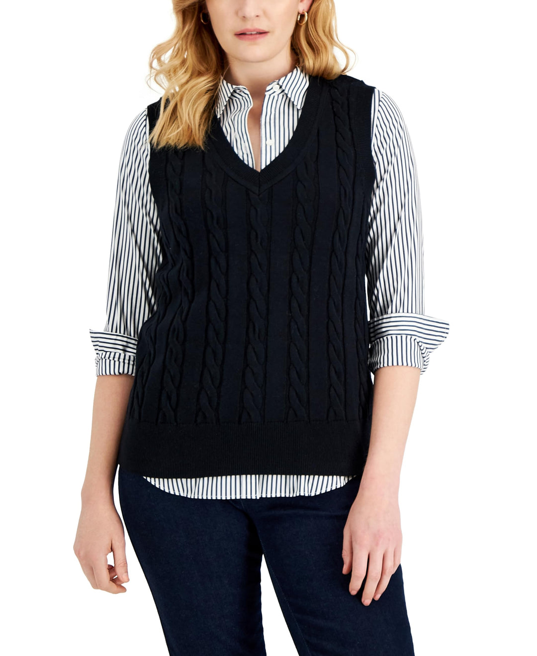 Women's Cotton Cable-Knit Vest