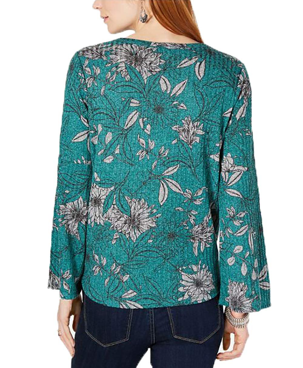 Tie-Front Lantern-Sleeve Top