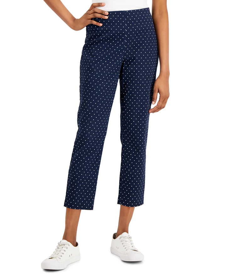 Charter Club Petite Dot Print Cropped Pull On Pants