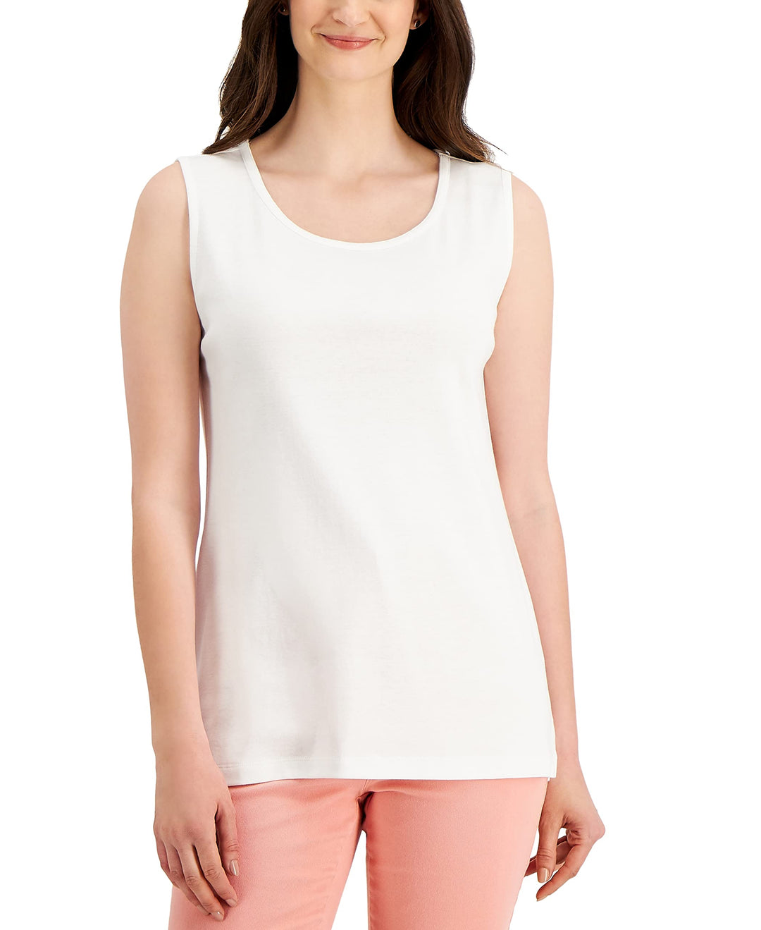 Karen Scott Womens Short Sleeve Cotton Tunic Tank Top