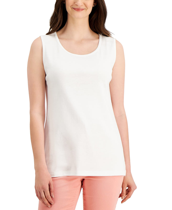 Karen Scott Womens Short Sleeve Cotton Tunic Tank Top