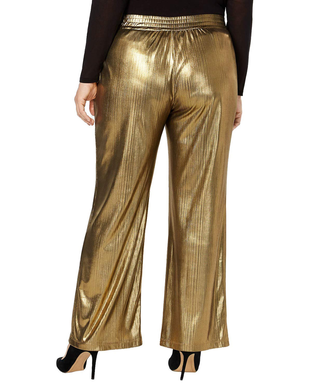 NY Collection Plus Size Metallic Striped Wide Leg Pants