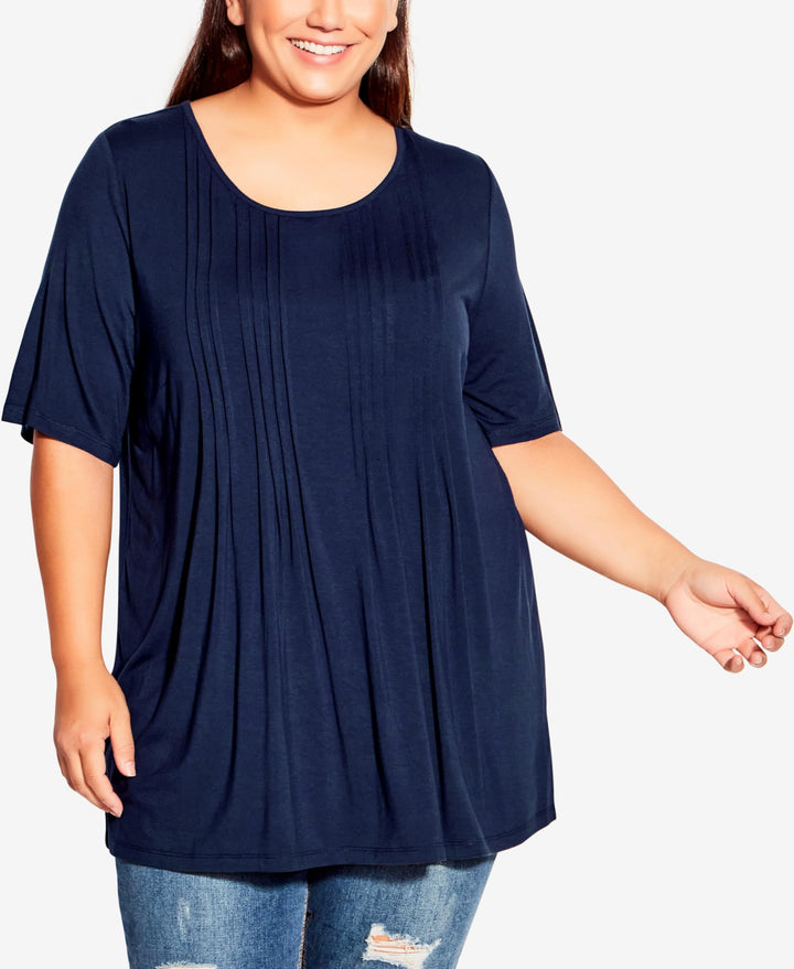 Plus Size Knit Pleated Top