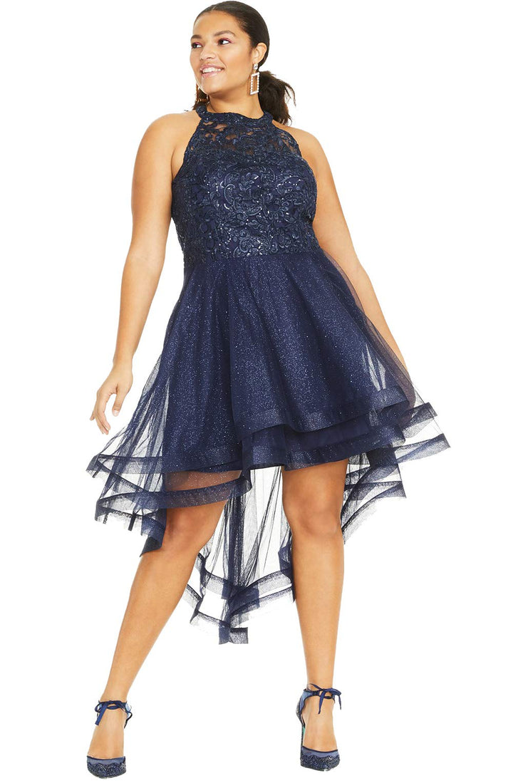 Trendy Plus Size Embellished High-Low Dress
