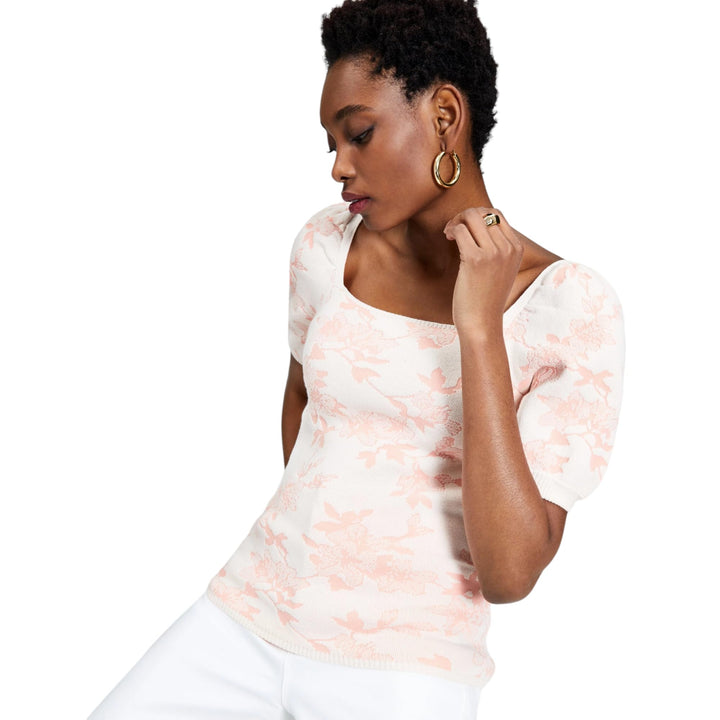 INC International Concepts Jacquard Puff Sleeve Sweater