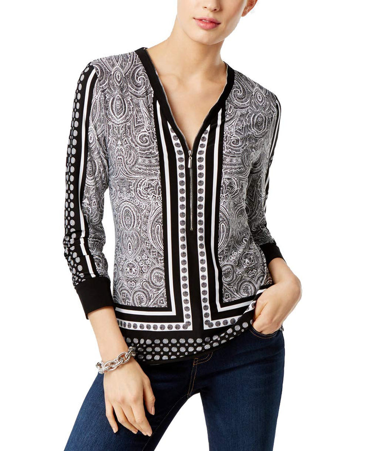 Printed Zip Up Top