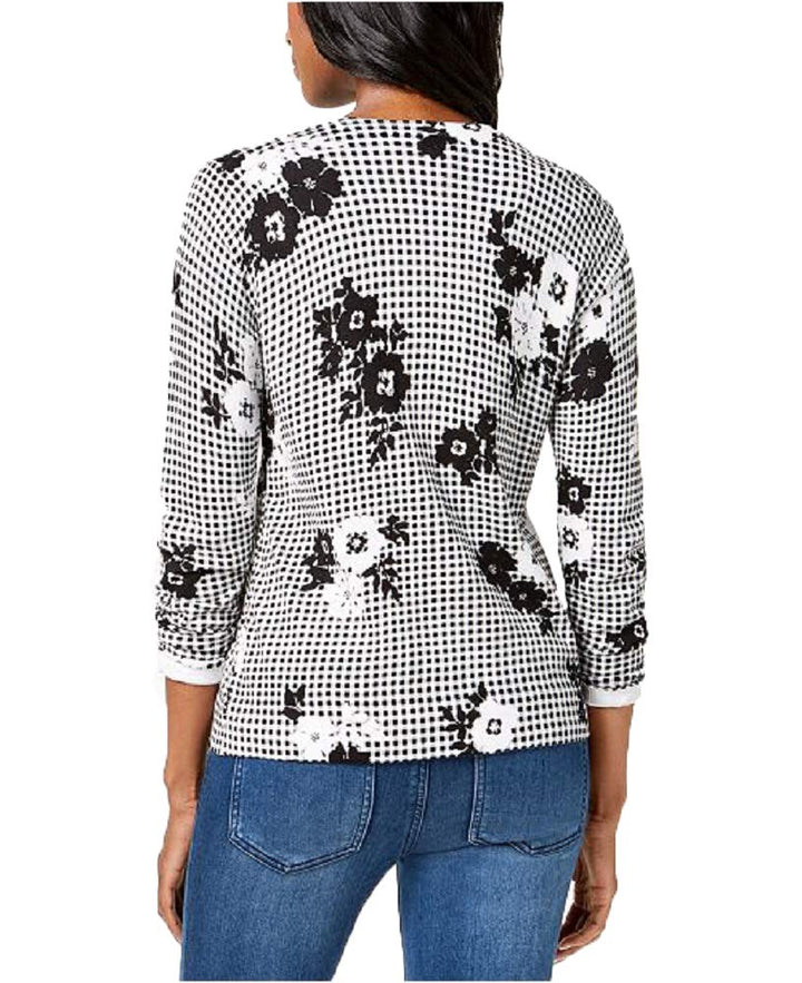 Charter Club Printed Appliqued Cardigan