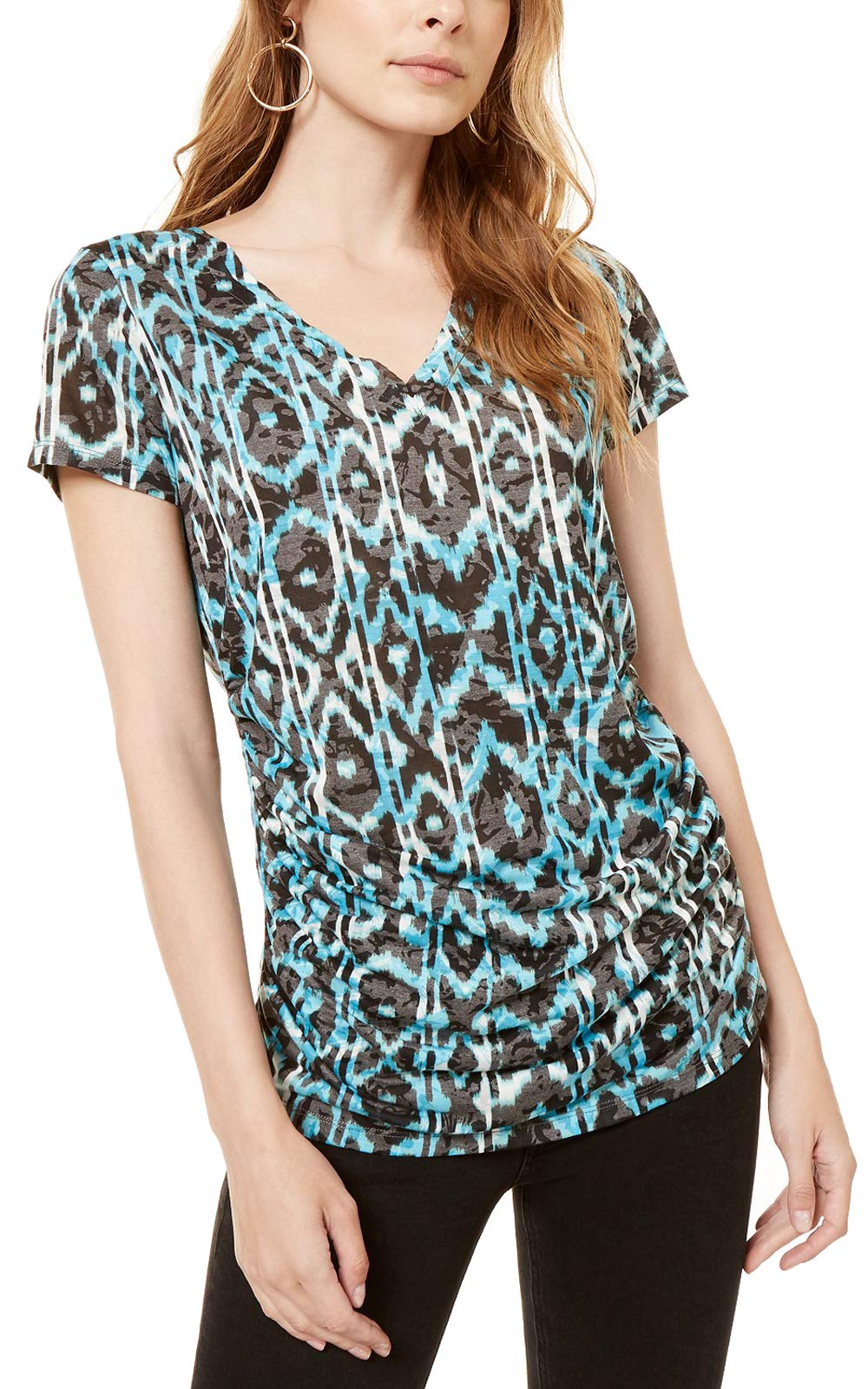 Petite Ruched Printed Top