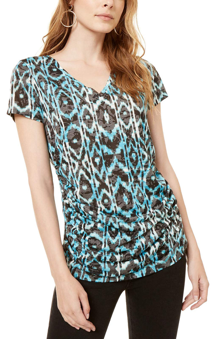 Petite Ruched Printed Top