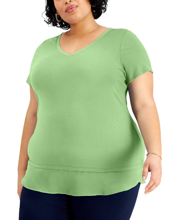 JM Collection Plus Size Layered Hem Top