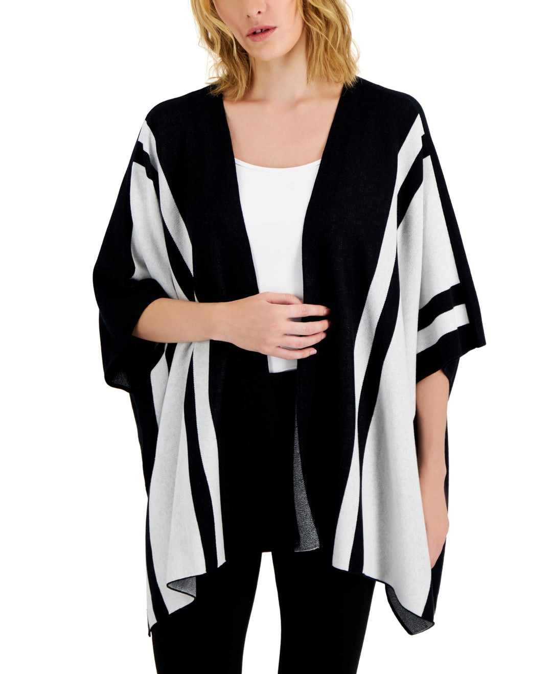 Alfani Petite Striped Cape Sweater