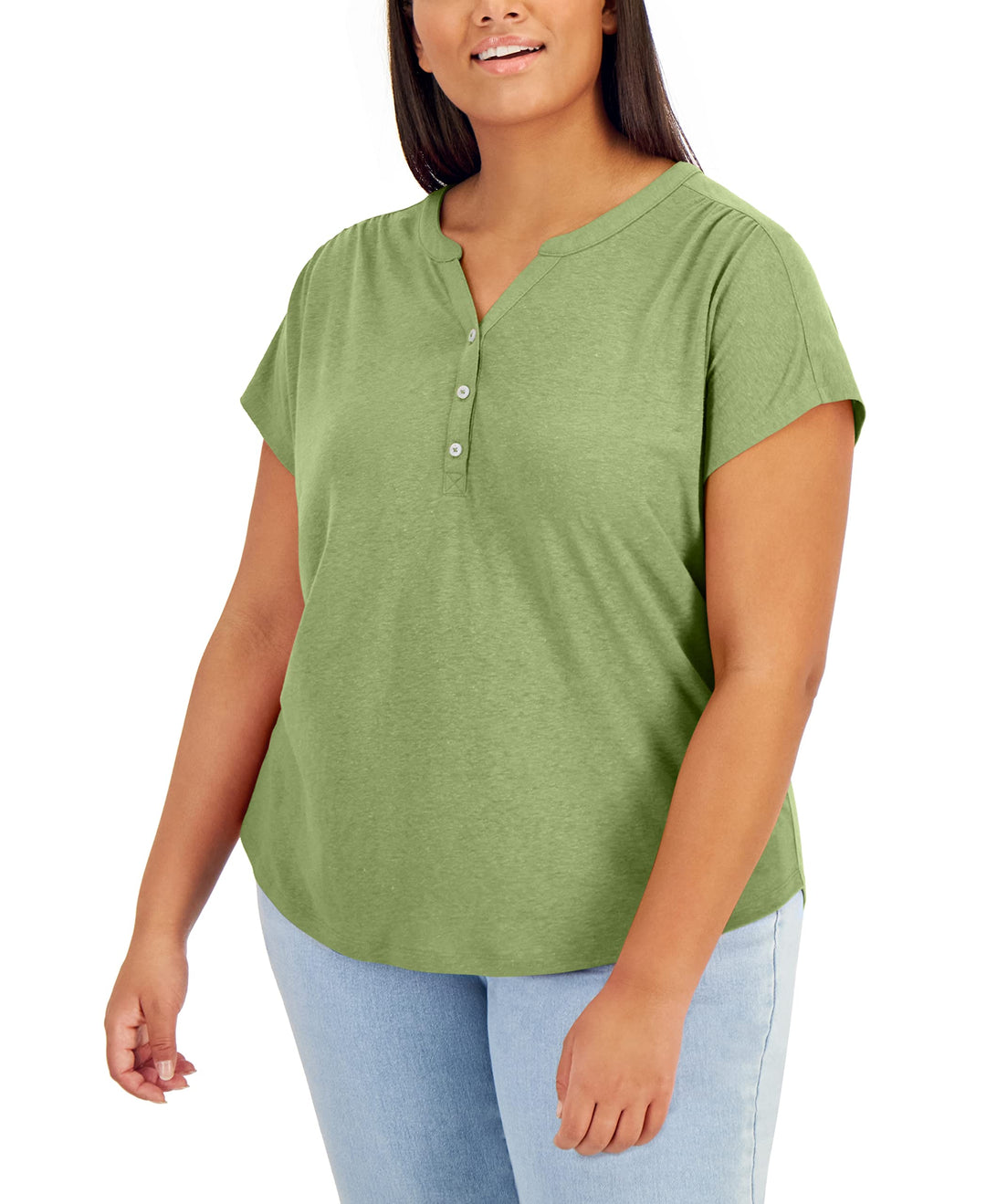 Style & Co Plus Size Split Neck Top