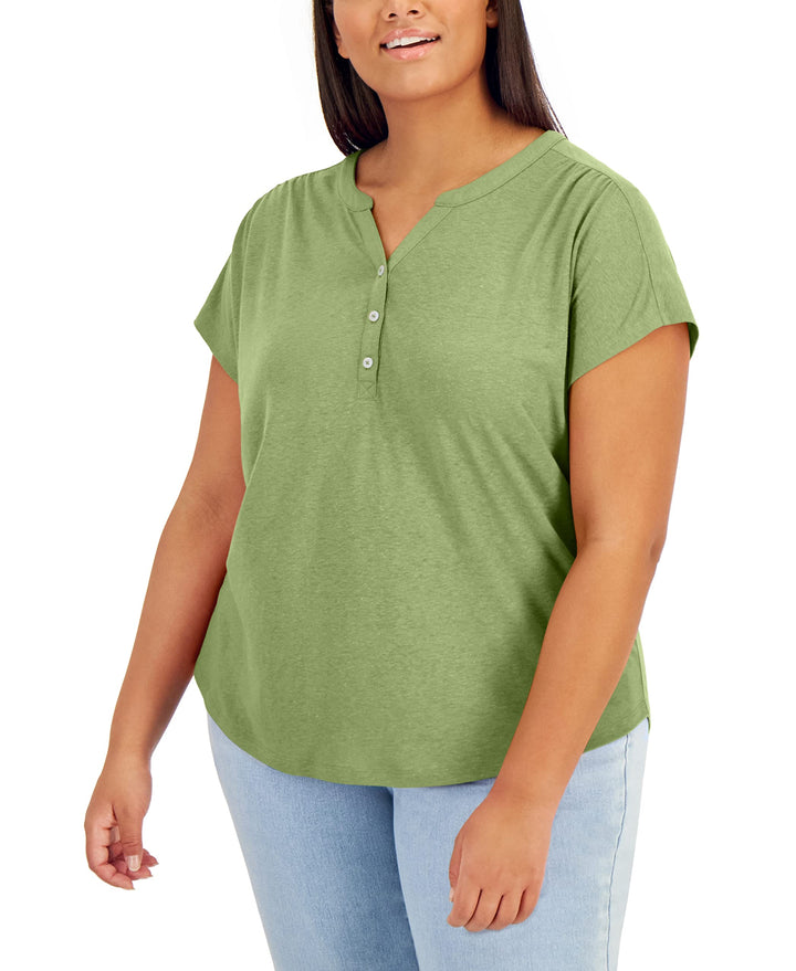 Style & Co Plus Size Split Neck Top