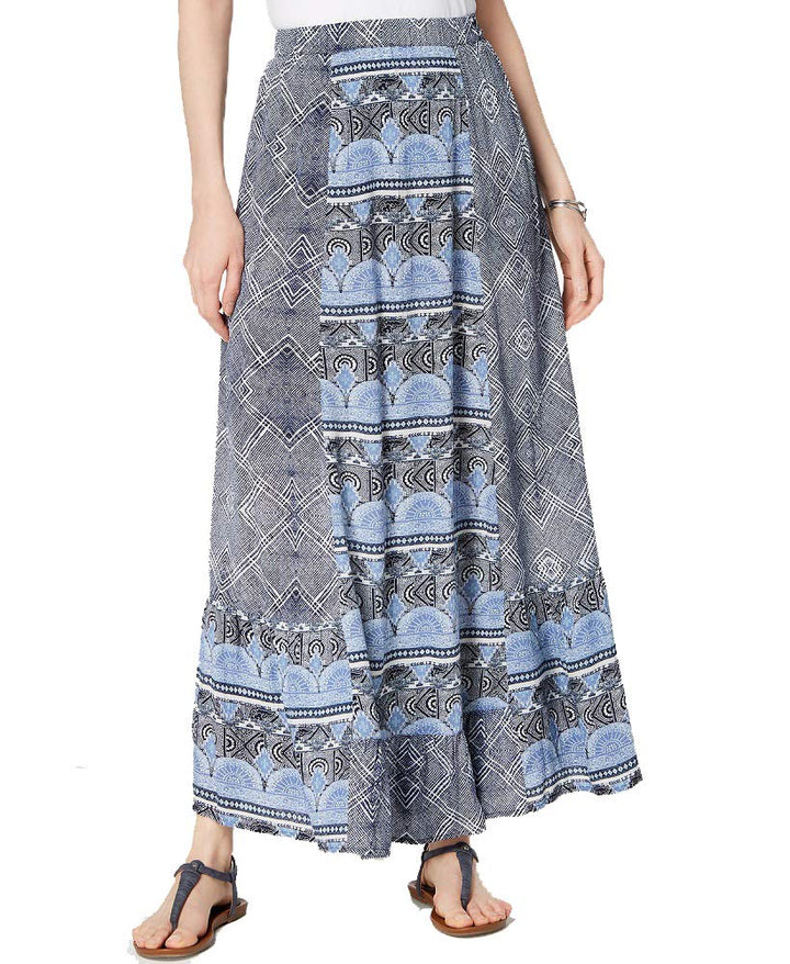 Mixed-Print Maxi Skirt