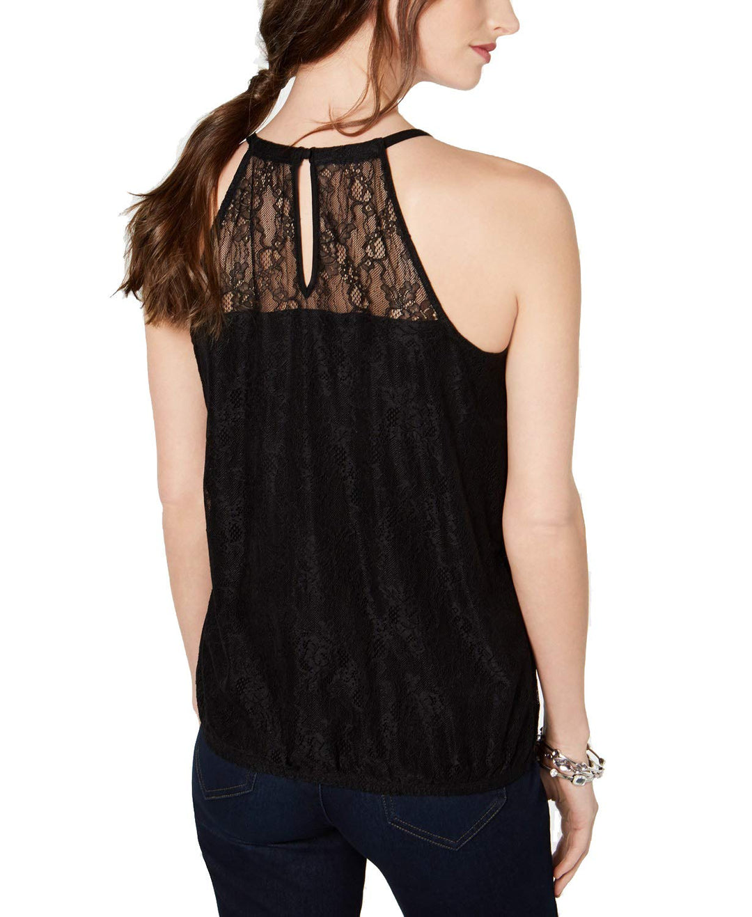 INC Lace Embroidered Halter Top