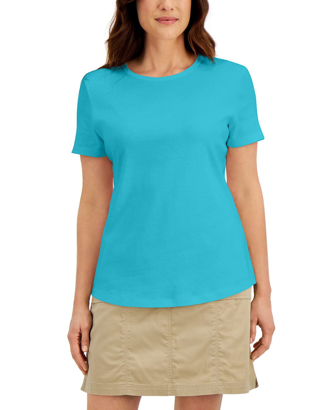 Karen Scott Cotton Short Sleeve Crewneck Top