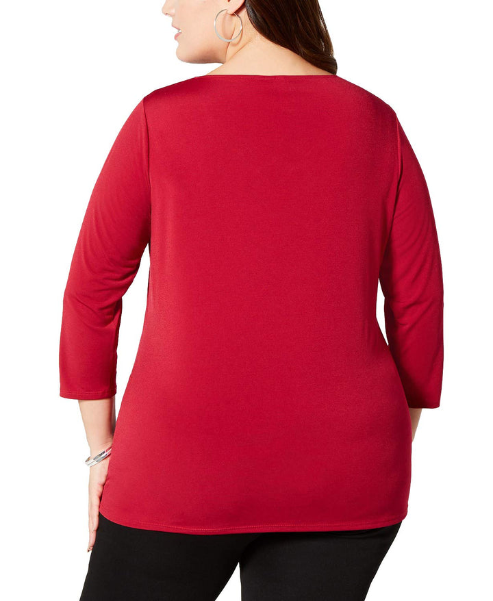 Plus Size Asymmetric Criss-Cross Top