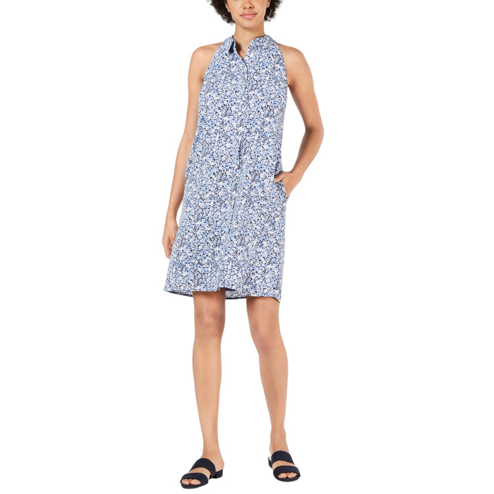 Maison Jules Printed Button Up Sleeveless Dress