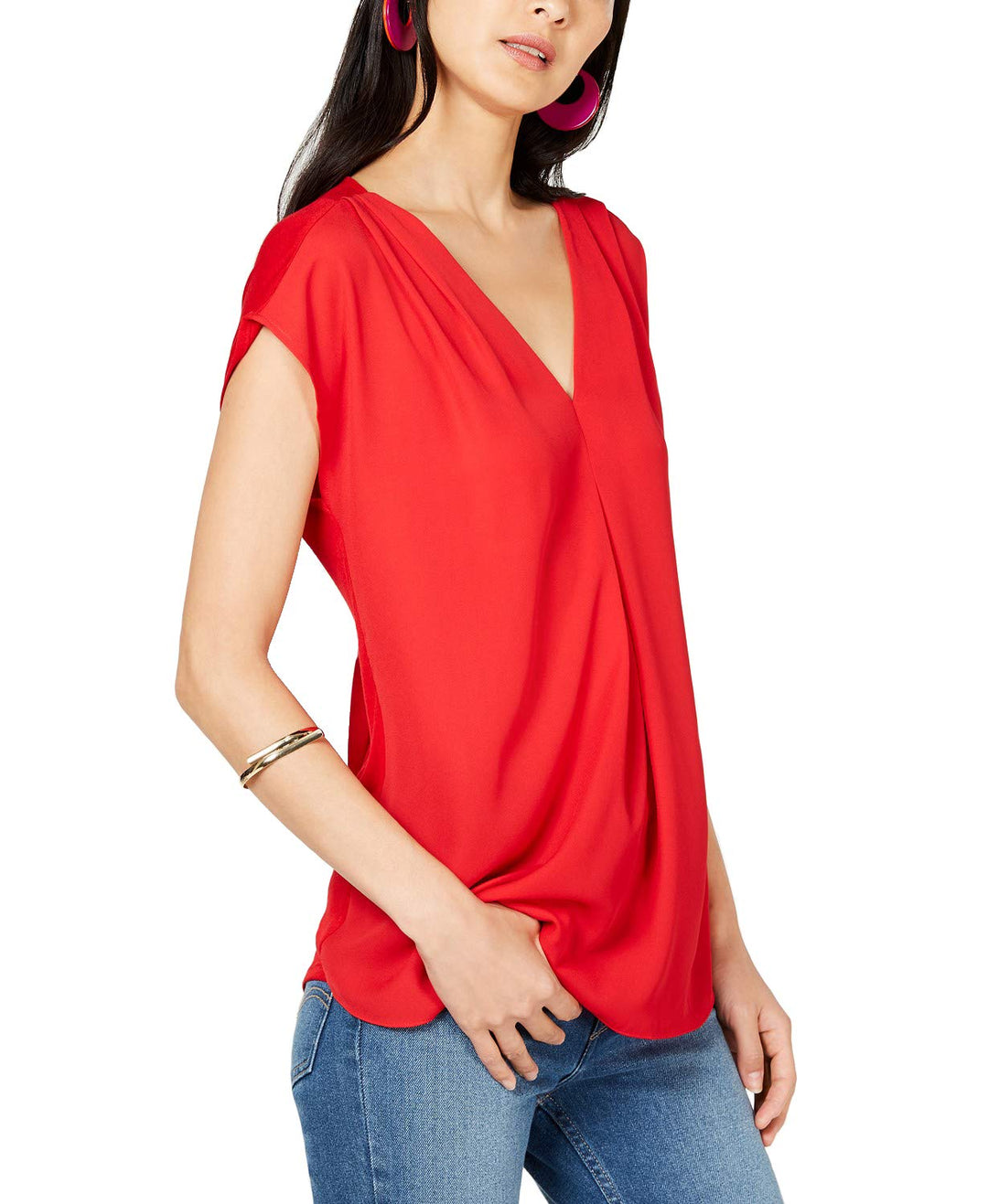Inverted-Pleat V-Neck Top