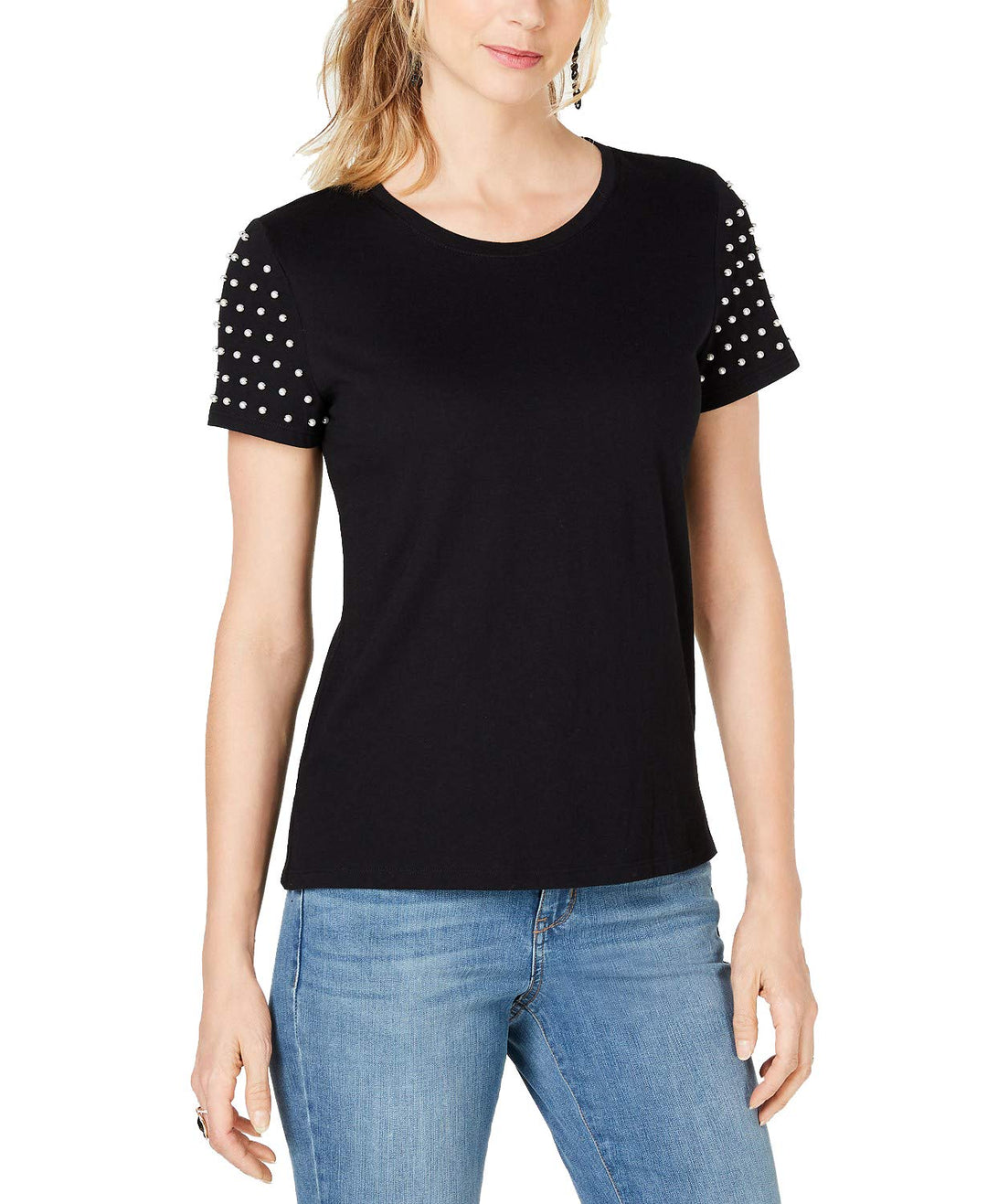 INC Faux-Pearl-Sleeve T-Shirt